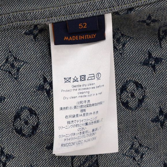 Louis Vuitton Men's Nigo Button Up Jacket Giant Damier Waves Monogram Denim Blue - Picture 4 of 4